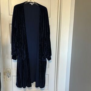Vada Winter Navy Velvet Cardigan